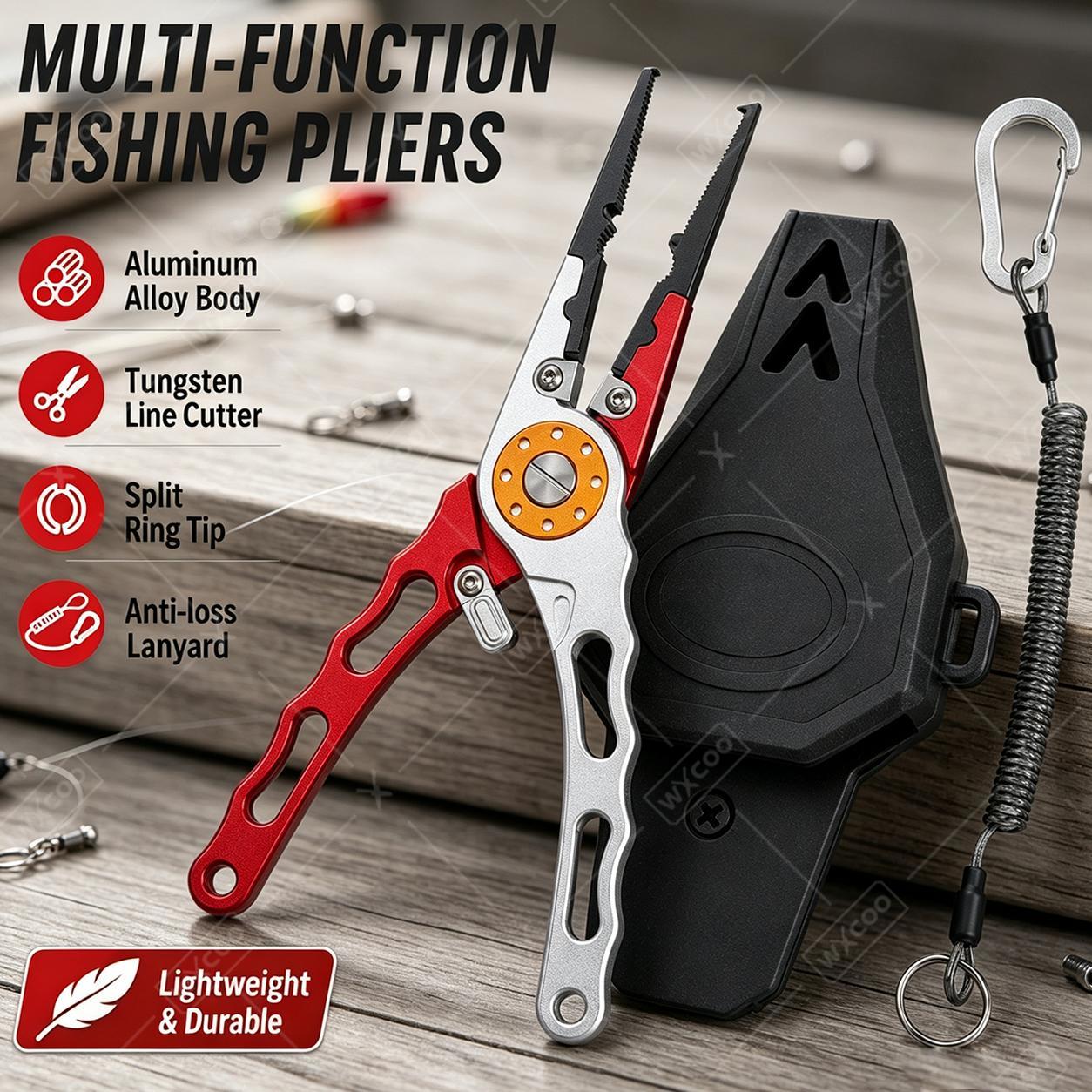 Saltwater Fishing Hook - Alicate de Pesca WXCOO com Cortador