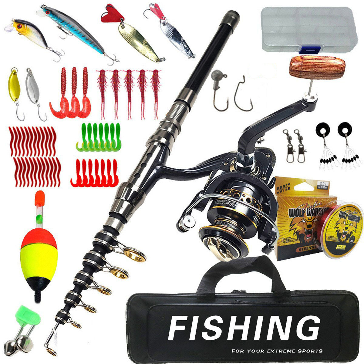 Saltwater Fishing Hook - 1.8m-3m conjunto de vara de pesca